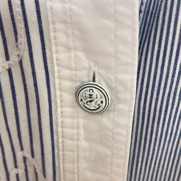 Patchwork button up shirt in blue and white - Picture 3 of 4